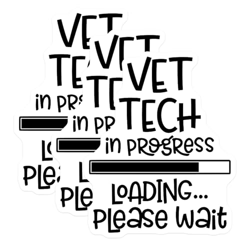 (3 Pack) Vet Tech Decals - Vet Tech in Progress - Loading Decal - 3 Inches On Longest Side - Easy Peel & Apply - Made in USA - 3MCS4310