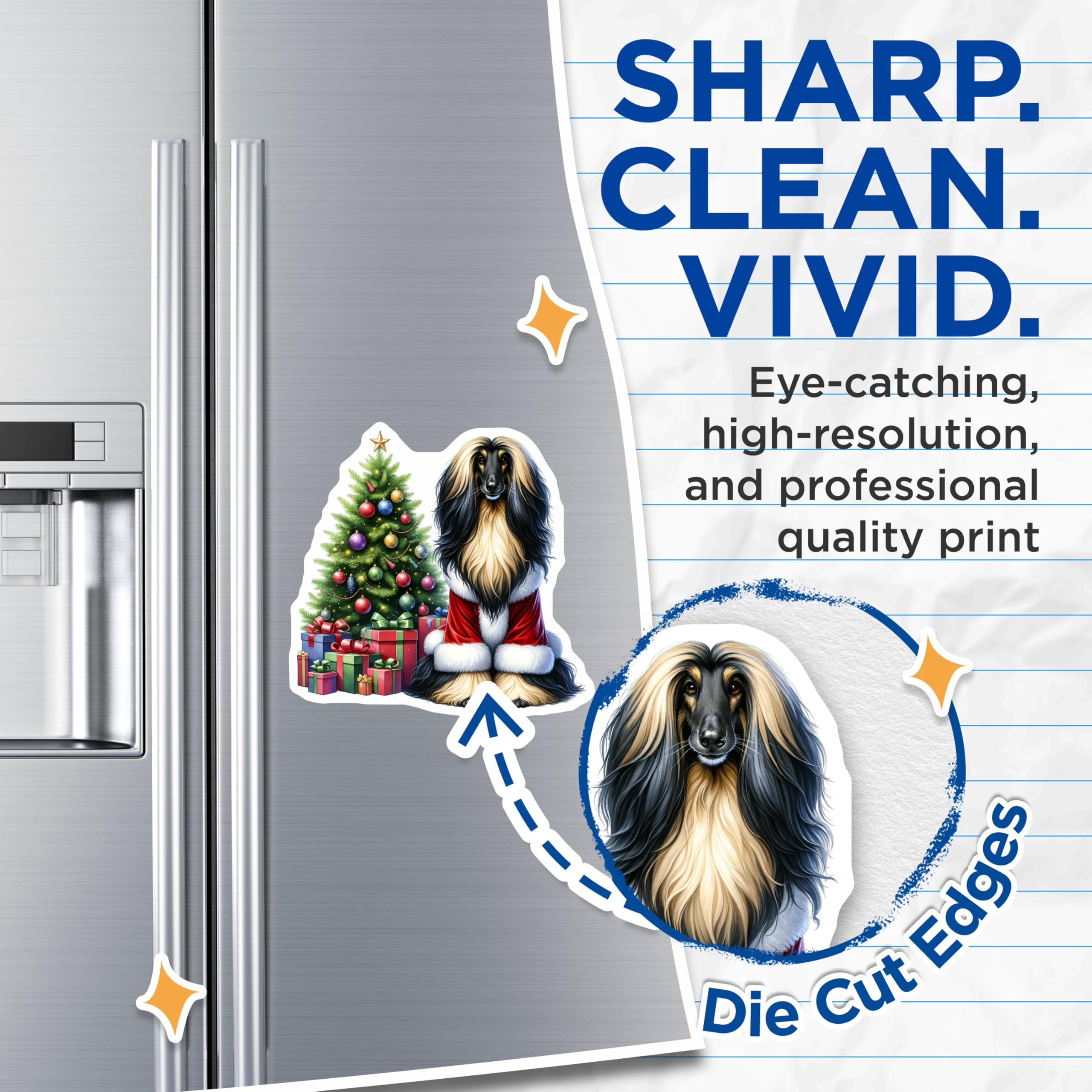 (2 Pack) Afghan Hound Christmas Magnets - Santa Dog Fridge Decor - Holiday Pet Home Accent - 5 Inches On Longest Side - Thick Durable Magnet - Made in USA - MAG25771