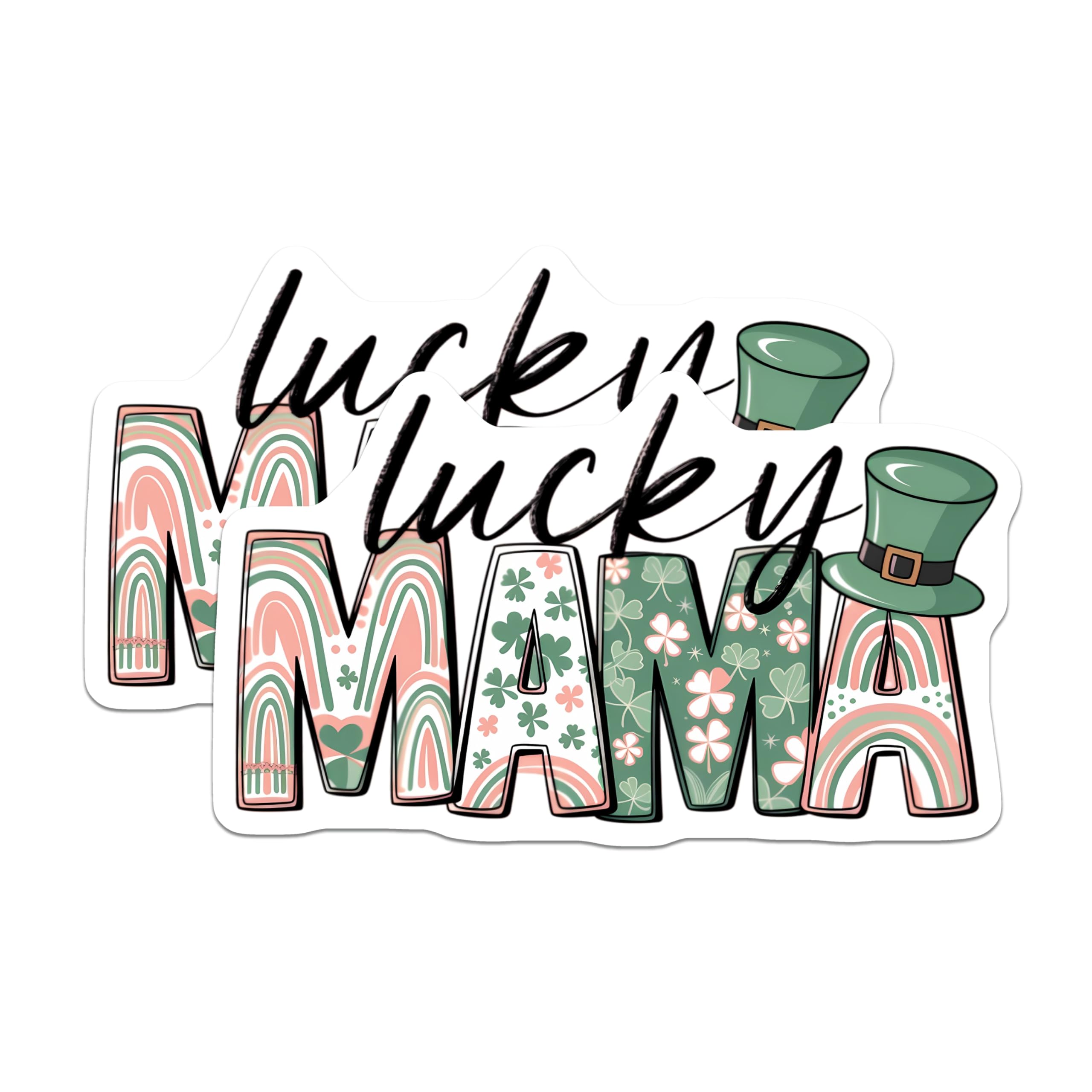 (2 Pack) Lucky Mama Magnets - St Patricks Day Celebration - Irish Clover Theme Decor - Festive Mom Gift - 5 Inches On Longest Side - Thick Durable Magnet - Made in USA - MAG22459