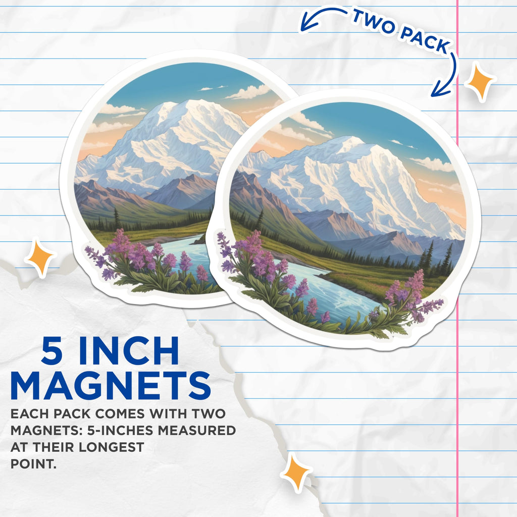 (2 Pack) Mountain View Magnets - Nature Scene Decor - Scenic Fridge Magnets - 5" On Longest Side - Premium Magnet - for Cars, Refrigerators, Toolboxes, Lockers - Made in USA - MAG18170