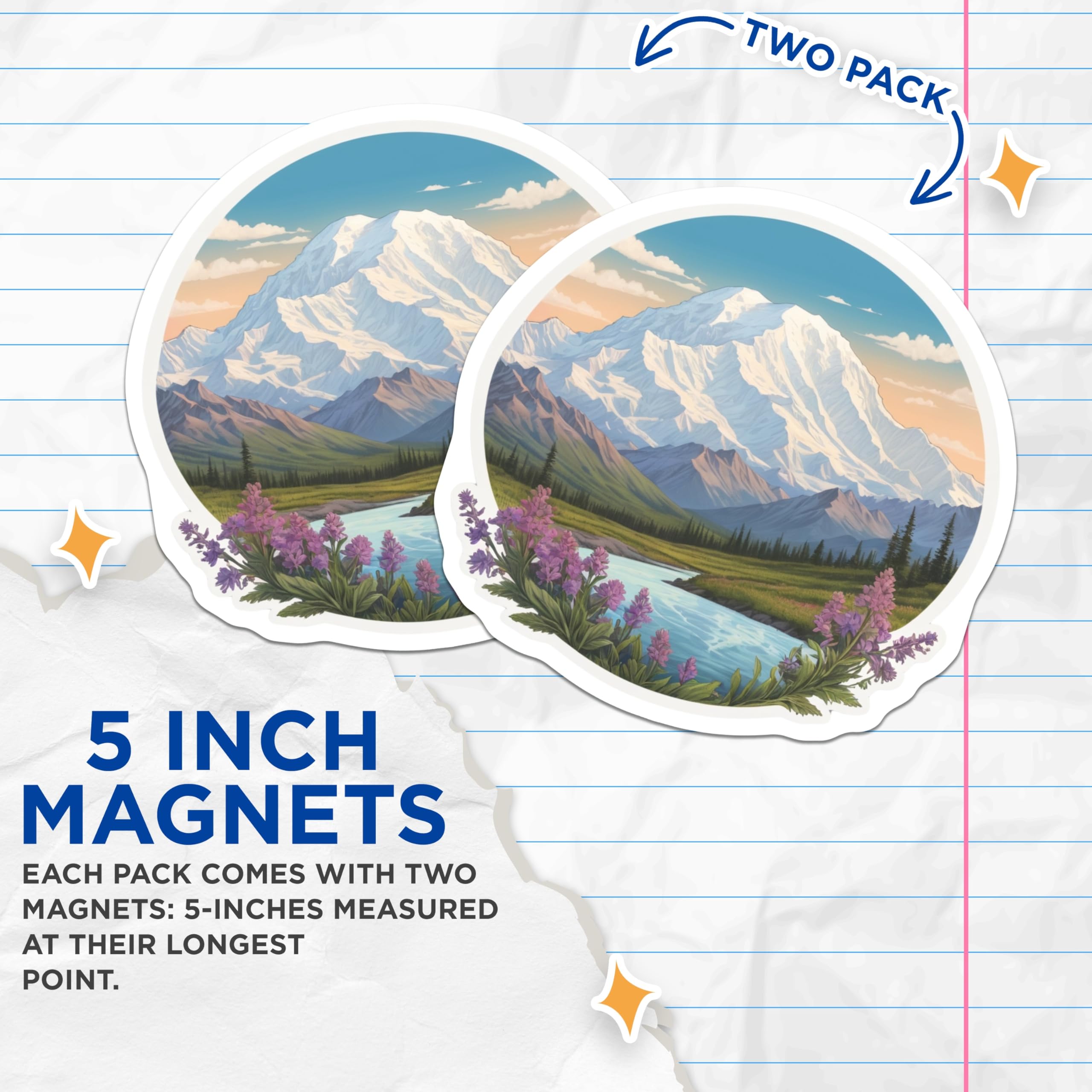 (2 Pack) Mountain View Magnets - Nature Scene Decor - Scenic Fridge Magnets - 5" On Longest Side - Premium Magnet - for Cars, Refrigerators, Toolboxes, Lockers - Made in USA - MAG18170