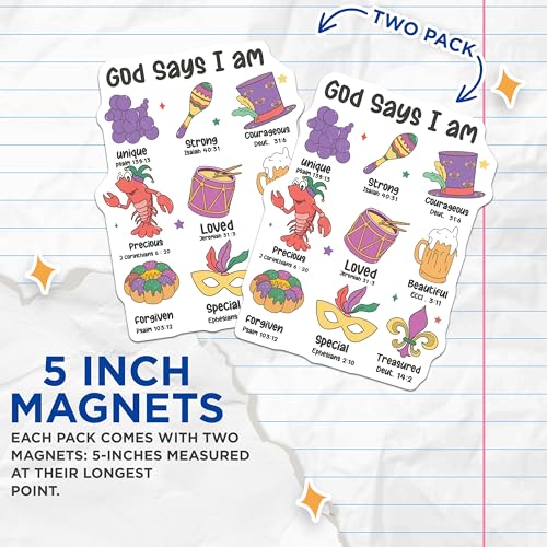 (2 Pack) God Says I Am Magnets - Bible Verse Encouragement - Faith Inspirational - Christian Motivational - 5" On Longest Side - for Cars, Fridges, Toolboxes - Made in USA - MAG3704