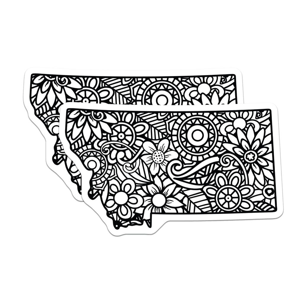 (2 Pack) Montana State Magnets - Floral Design Magnet - State Pride Decor - 5" On Longest Side - Premium Magnet - for Cars, Refrigerators, Toolboxes, Lockers - Made in USA - MAG17678