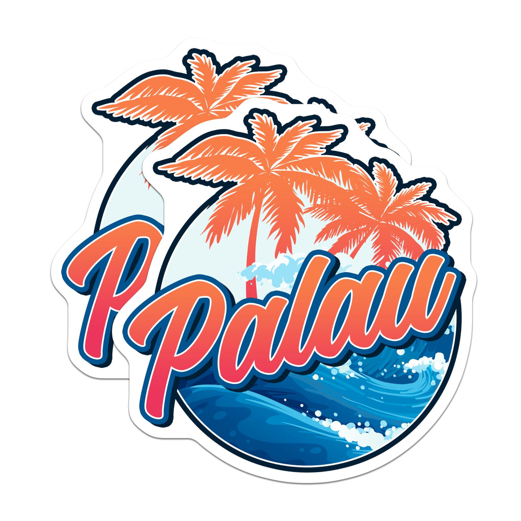 (2 Pack) Palau Tropical Island Travel Magnets - Ocean Waves Beach Refrigerator Decor - Pacific Island Vacation Souvenir - 5 Inches On Longest Side - Thick Durable Magnet - Made in USA - MAG19349