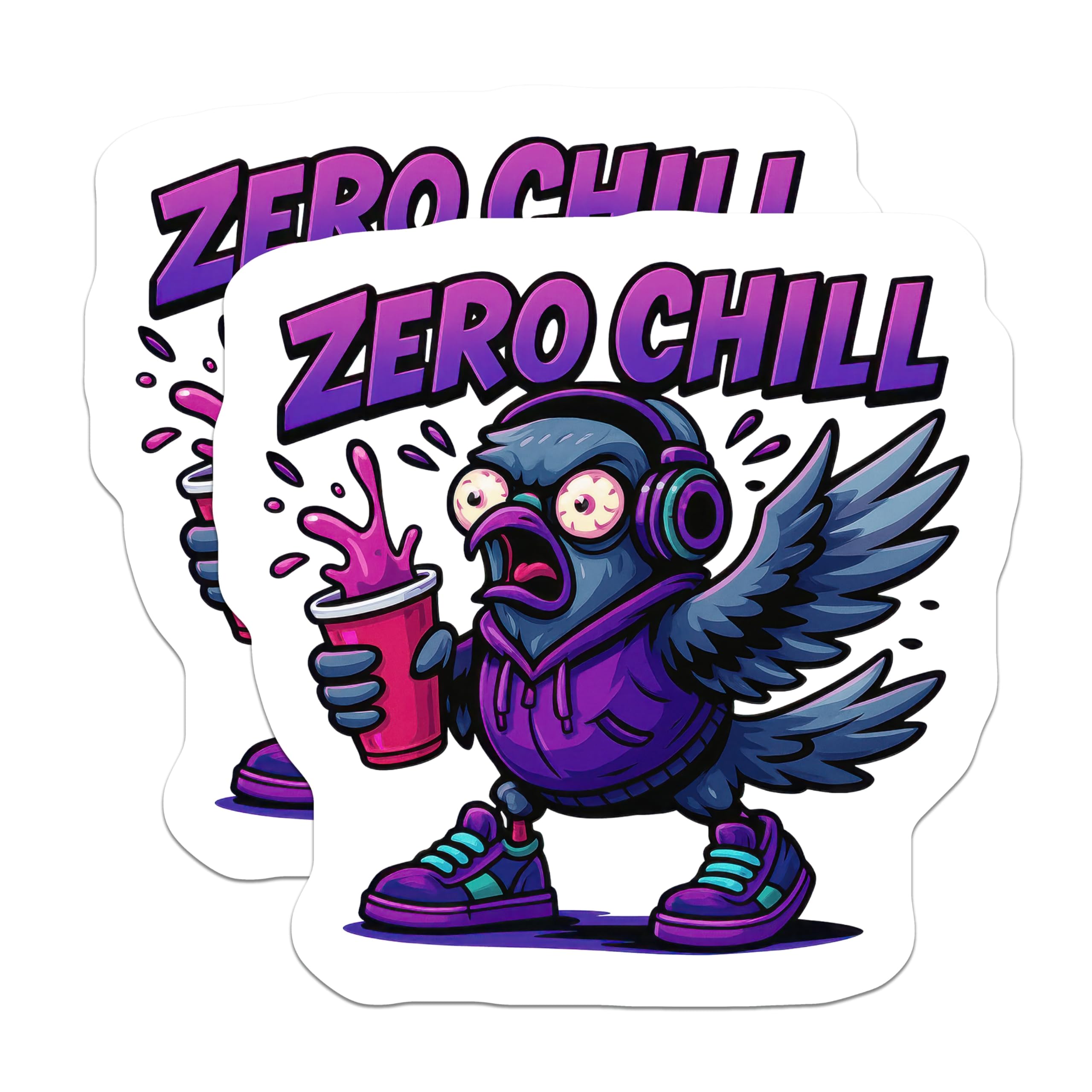 (2 Pack) Zero Chill Pigeon Magnets - Funny Cartoon Bird - Streetwear Locker Decor - 5 Inches On Longest Side - Thick Durable Magnet - Made in USA - MAG23017
