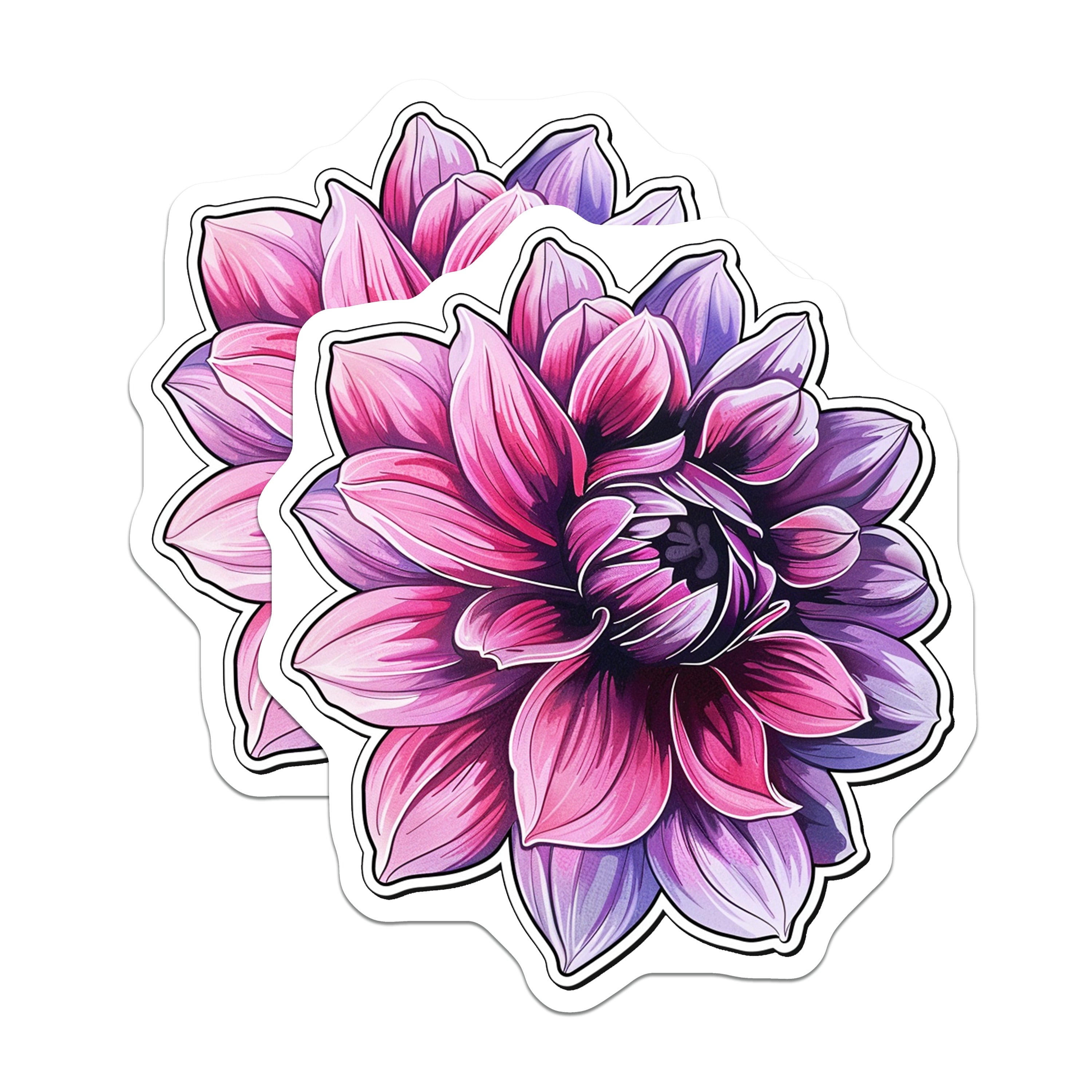 (2 Pack) Pink Purple Dahlia Flower Magnets - Vibrant Botanical Decor - Aesthetic Floral Fridge Locker - 5 Inches On Longest Side - Thick Durable Magnet - Made in USA - MAG38355