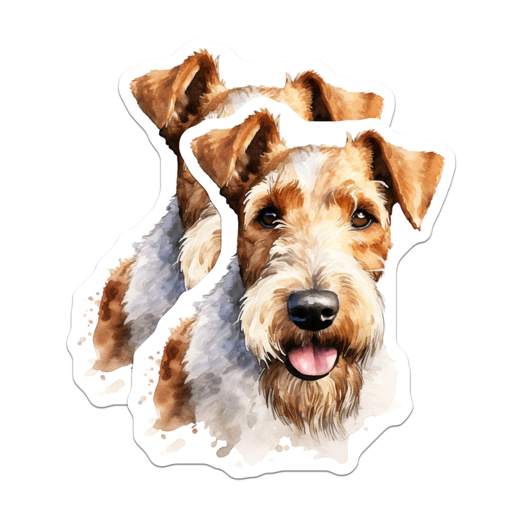 (2 Pack) Wire Fox Terrier Magnets - Watercolor Dog Art - Pet Lover Refrigerator Magnets - 5 Inches On Longest Side - Thick Durable Magnet - Made in USA - MAG29291