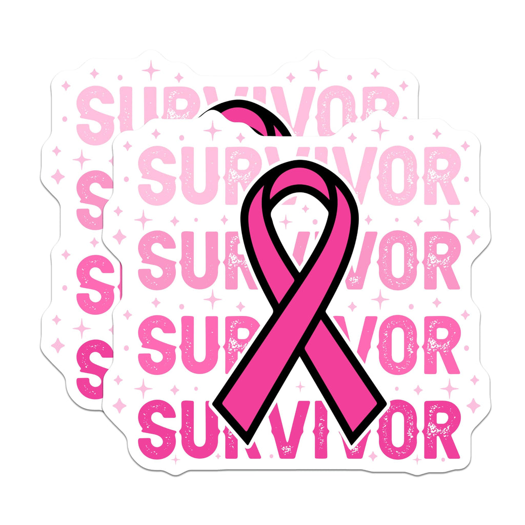 (2 Pack) Survivor Ribbon Magnets - Breast Cancer Awareness - Pink Ribbon Magnet - 5" On Longest Side - Premium Magnet - for Cars, Refrigerators, Toolboxes, Lockers - Made in USA - MAG16880