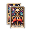 (2 Pack) Skeleton The Duelist Stickers - Tarot Card Stickers - Boxing Skeleton Design Stickers - 5" On Longest Side - Sticks to Smooth Flat Surfaces - Made in USA - BMCS5397