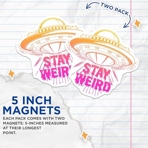(2 Pack) Stay Weird Magnets - 5" On Longest Side - for Cars, Fridges, Toolboxes - Made in USA - MAG7767