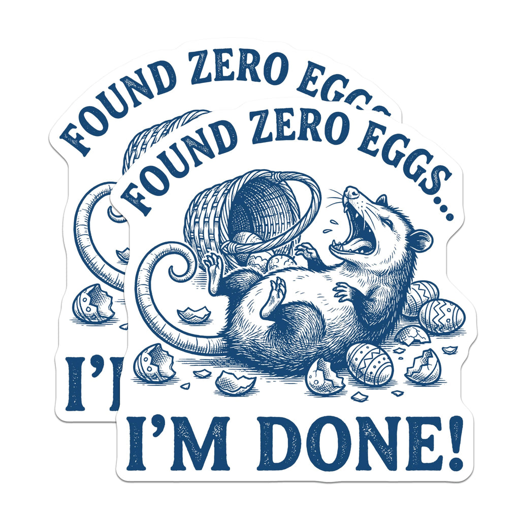 (2 Pack) Funny Opossum Magnets - Easter Egg Hunt Fail - Exhausted Opossum Decor - 5" On Longest Side - Premium Magnet - for Cars, Refrigerators, Toolboxes, Lockers - Made in USA - MAG14712