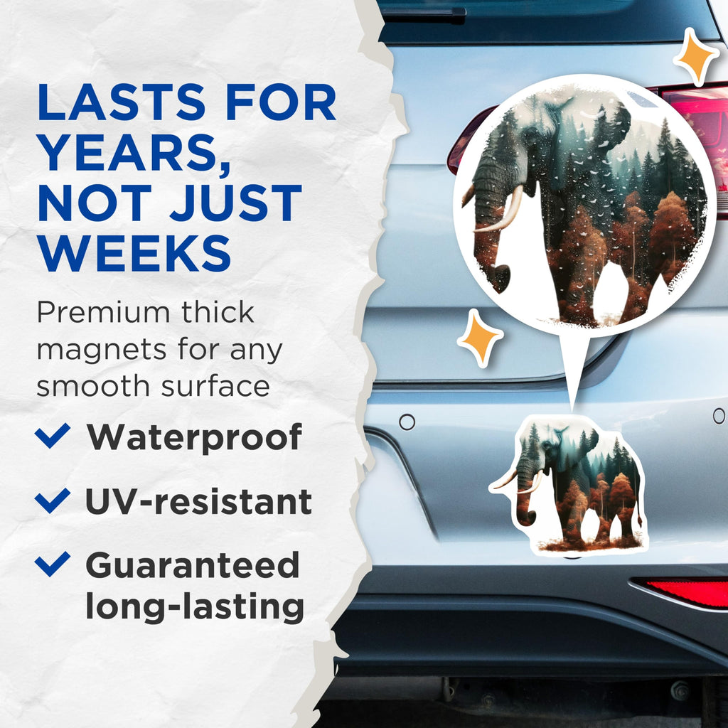(2 Pack) Elephant Nature Magnets - Forest Animal Fridge - Artistic Home Decors - 5" On Longest Side - Premium Magnet - for Cars, Refrigerators, Toolboxes, Lockers - Made in USA - MAG14811