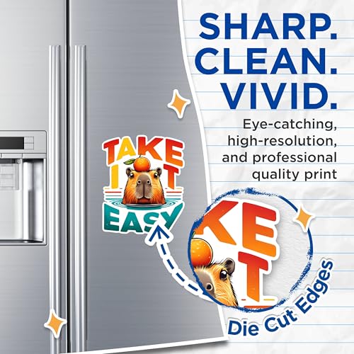 (2 Pack) Capybara Take It Easy Magnets - Cute Animal Magnets - Motivational Magnets - Orange Capybara Magnets- 5" On Longest Side - for Fridges, Toolboxes, Cars - Made in USA - MAG2663