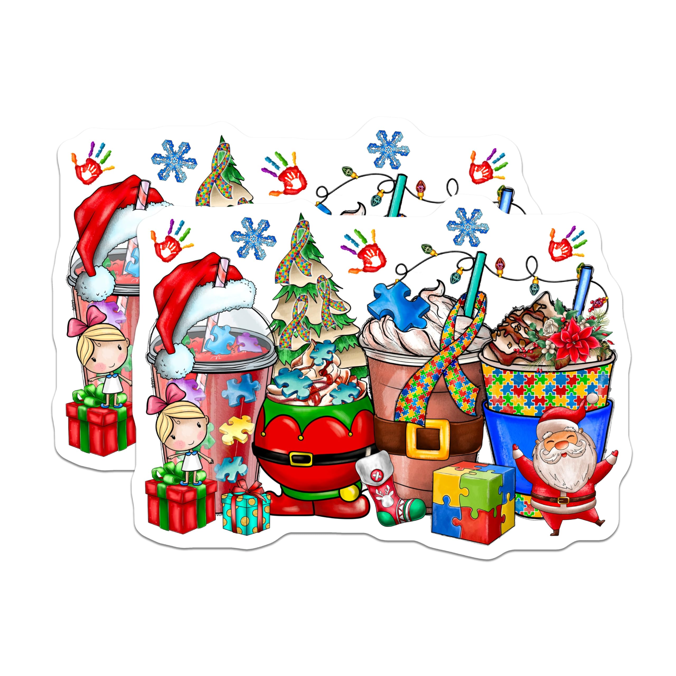 (2 Pack) Autism Awareness Christmas Magnets - Festive Holiday Puzzle Piece Decor - Special Needs Family Support - 5 Inches On Longest Side - Thick Durable Magnet - Made in USA - MAG25619