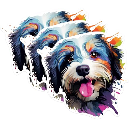 (3 Pack) Bernese Mountain Dog Decals - Colorful Dog Art - Laptop Decal - 3 Inches On Longest Side - Easy Peel & Apply - Made in USA - 3MCS0748