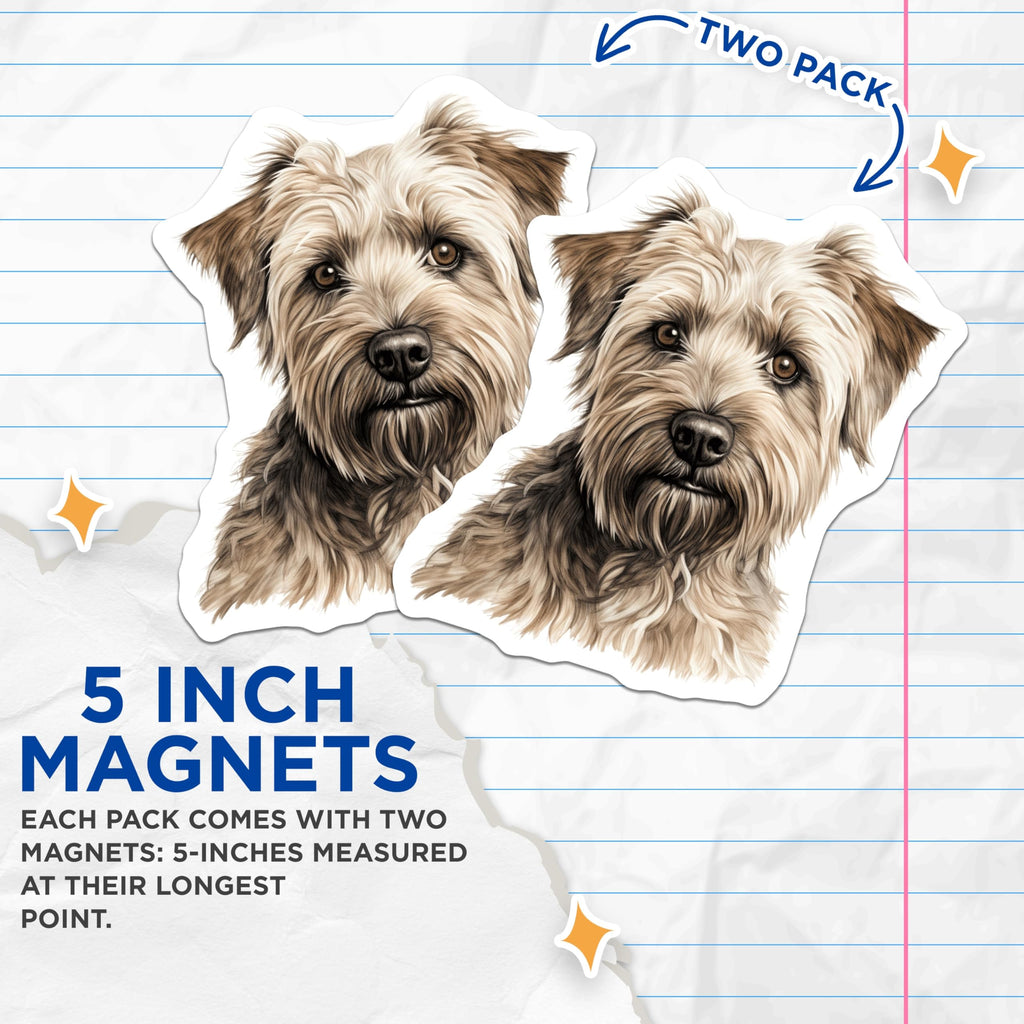 (2 Pack) Wheaten Terrier Magnets - Dog Lover Refrigerator - Pet Owner Home Accents - 5 Inches On Longest Side - Thick Durable Magnet - Made in USA - MAG30538