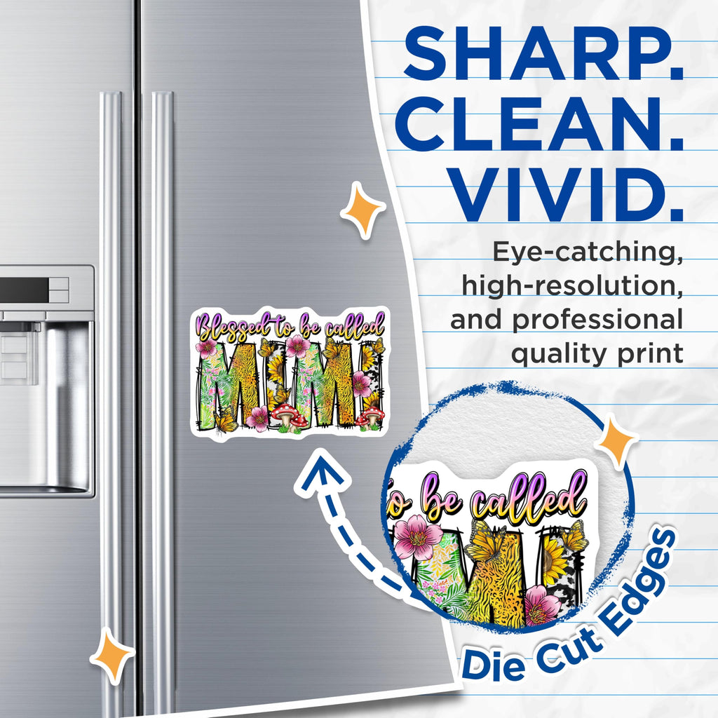 (2 Pack) Blessed Mama Refrigerator Magnets - Boho Farmhouse Style Mom Decor - New Mama Appreciation - Mother's Day - 5 Inches On Longest Side - Thick Durable Magnet - Made in USA - MAG29201