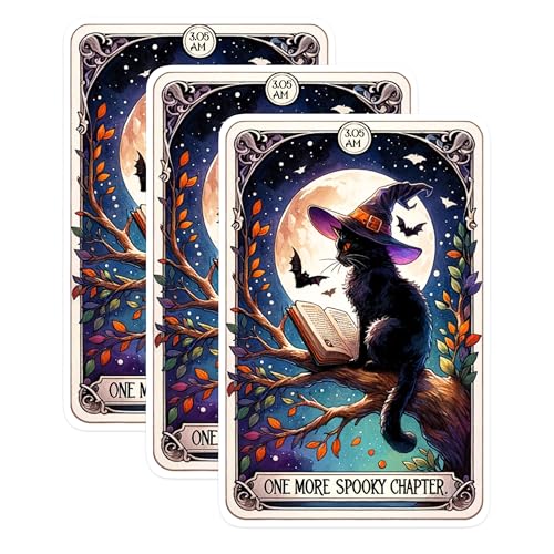 (3 Pack) Black Cat Decals - Witch Cat - Spooky Chapter Decals - 3 Inches On Longest Side - Easy Peel & Apply - Made in USA - 3MCS0284