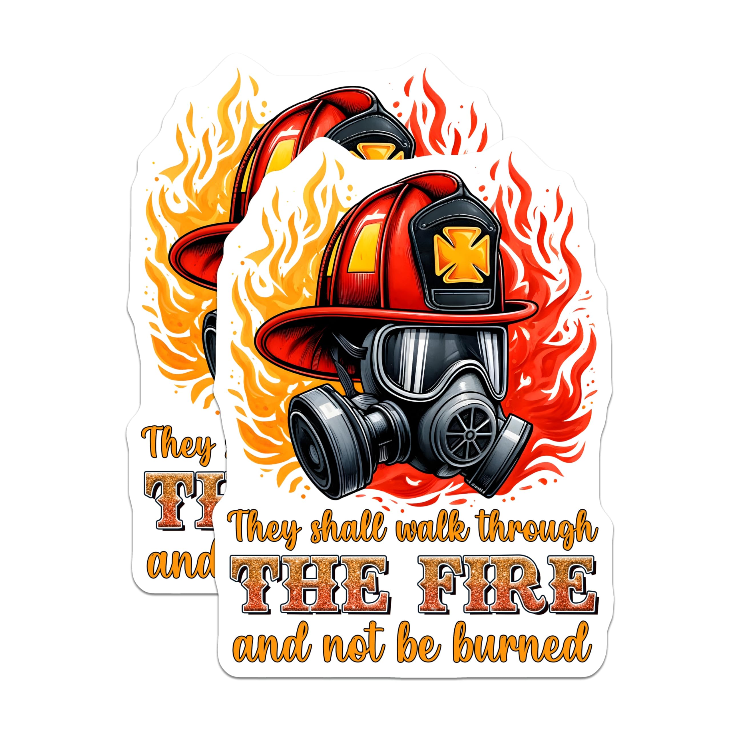 (2 Pack) Firefighter Magnets - Helmet and Mask - Inspirational Quote Fridge Magnets - 5" On Longest Side - Premium Magnet - for Cars, Refrigerators, Toolboxes, Lockers - Made in USA - MAG15449