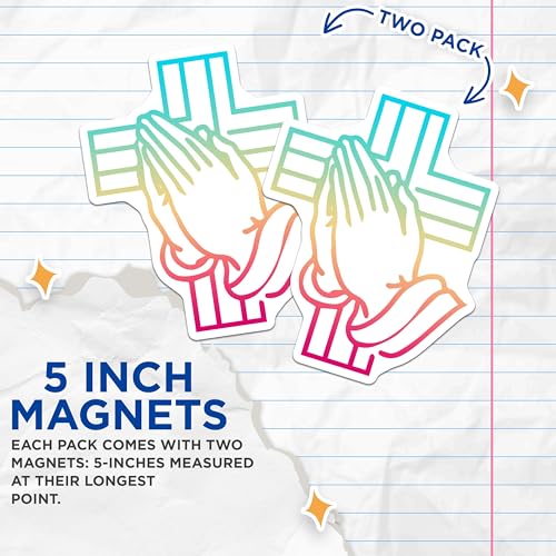 (2 Pack) Praying Hands Magnets - Christian Decor - Religious Refrigerator Magnets - Inspirational Faith Magnets - 5" On Longest Side - for Cars, Fridges, Toolboxes - Made in USA - MAG5616