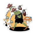(2 Pack) Frog Wanderer Stickers - That's All Folks - Mushroom Adventure Decal - 5" On Longest Side - Sticks to Smooth Flat Surfaces - Made in USA - BMCS6612
