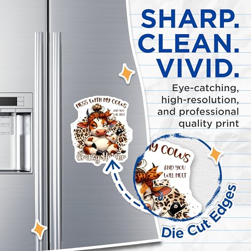 (2 Pack) Mess with My Cows Magnets - Funny Cow - Crazy Heifer - 5" On Longest Side - for Cars, Fridges, Toolboxes - Made in USA - MAG3774