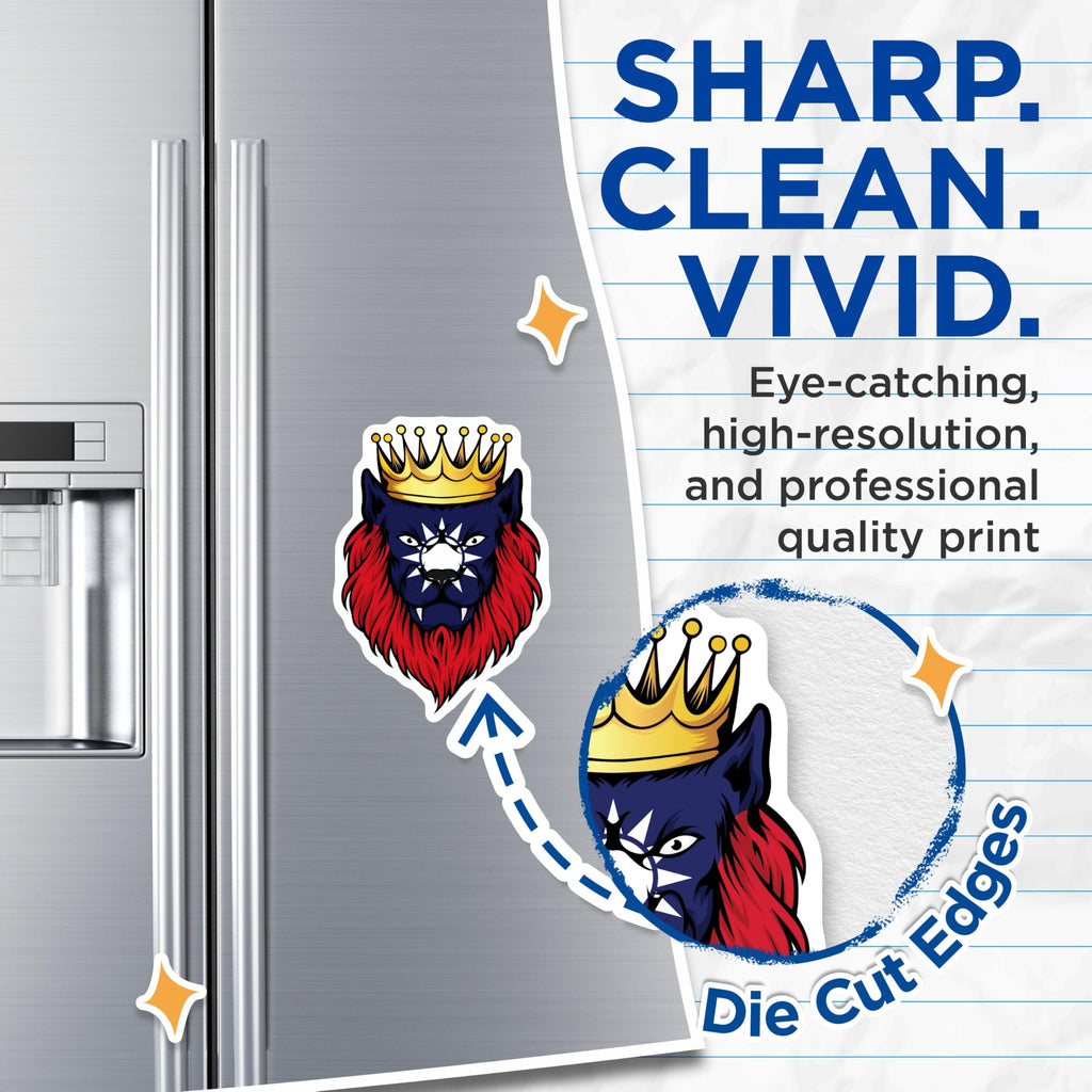 (2 Pack) Lion King Magnets - Crowned Lion Art - Animal Decor Magnets - 5" On Longest Side - Premium Magnet - for Cars, Refrigerators, Toolboxes, Lockers - Made in USA - MAG17742