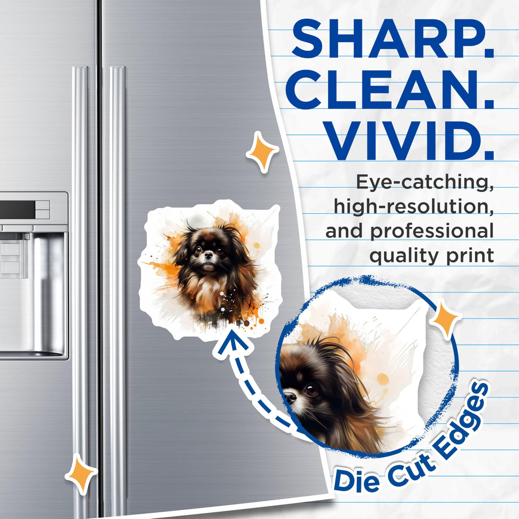 (2 Pack) Pekingese Dog Magnets - Watercolor Pet Art - Animal Lover Decor - 5 Inches On Longest Side - Thick Durable Magnet - Made in USA - MAG29031