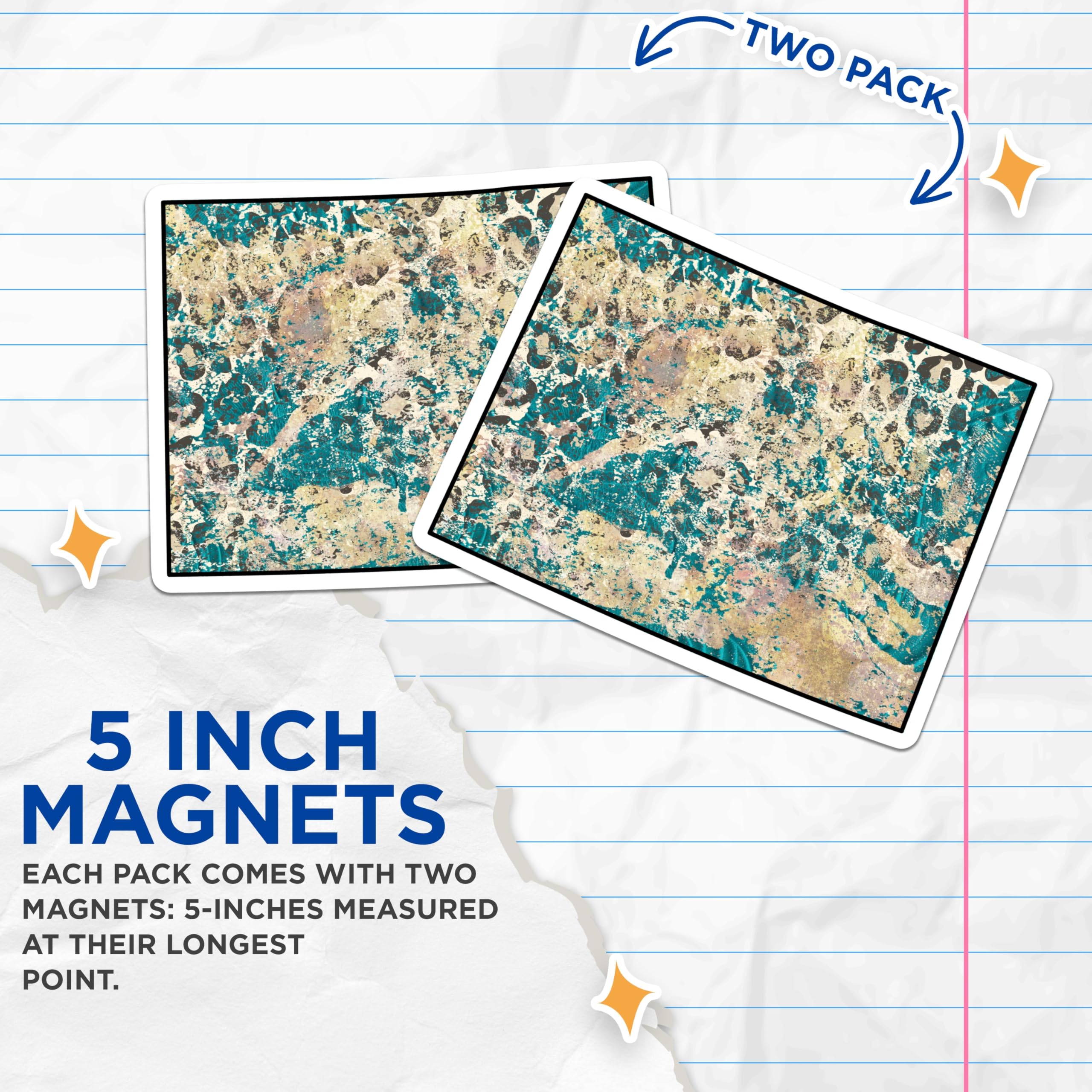 (2 Pack) Abstract Art Magnets - Teal and Beige Decor - Modern Fridge Magnets - 5" On Longest Side - Premium Magnet - for Cars, Refrigerators, Toolboxes, Lockers - Made in USA - MAG17774