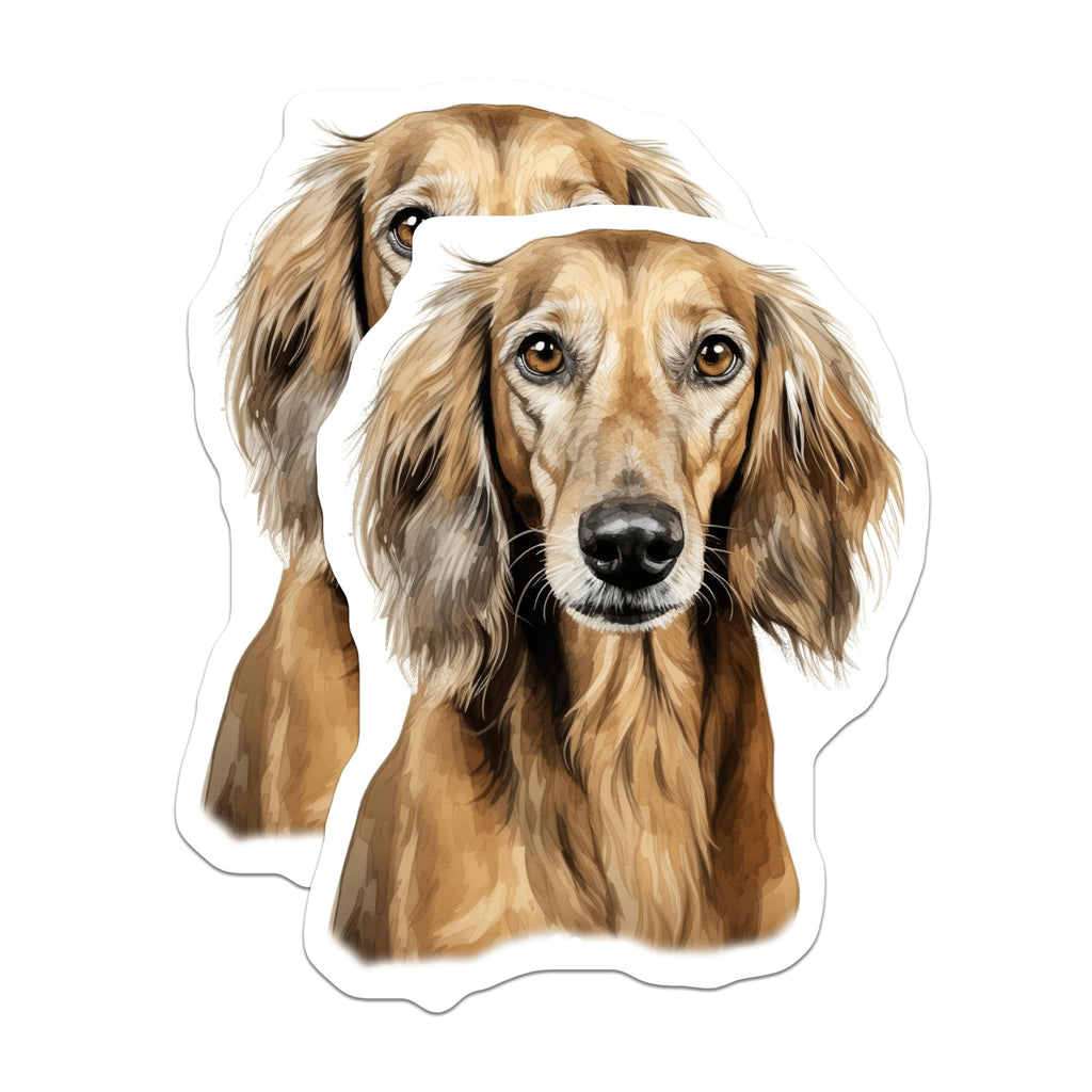 (2 Pack) Saluki Dog Portrait Magnets - Elegant Hound Art Decor - Pet Lover Home Accessory for Dog Owners - 5 Inches On Longest Side - Thick Durable Magnet - Made in USA - MAG30578