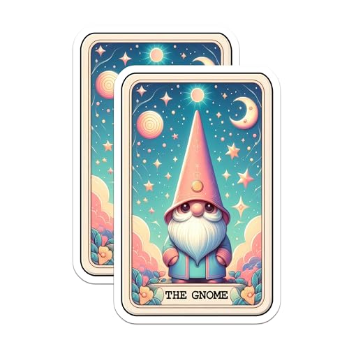(2 Pack) The Gnome Stickers - Cute Cartoon Stickers - Gnome and Stars Stickers - 5" On Longest Side - Sticks to Smooth Flat Surfaces - Made in USA - BMCS5417