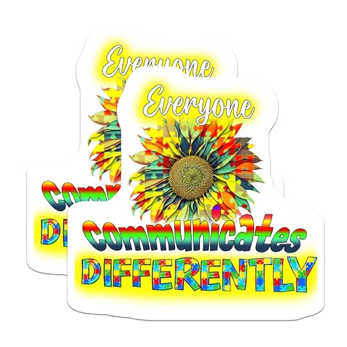 (2 Pack) Autism Awareness Magnets - Inspirational Quote - Sunflower Puzzle Print - 5" On Longest Side - for Cars, Fridges, Toolboxes - Made in USA - MAG7157
