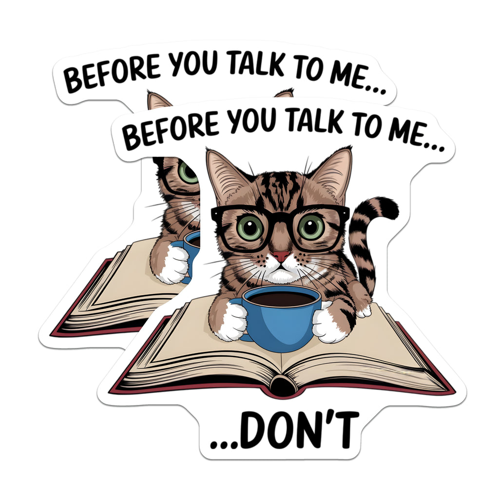 (2 Pack) Funny Cat Magnets - Introvert Coffee Lover Decor - Book Reader Home Accessory - Witty Statement Fridge Art - 5 Inches On Longest Side - Thick Durable Magnet - Made in USA - MAG37754