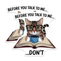 (2 Pack) Funny Cat Magnets - Introvert Coffee Lover Decor - Book Reader Home Accessory - Witty Statement Fridge Art - 5 Inches On Longest Side - Thick Durable Magnet - Made in USA - MAG37754