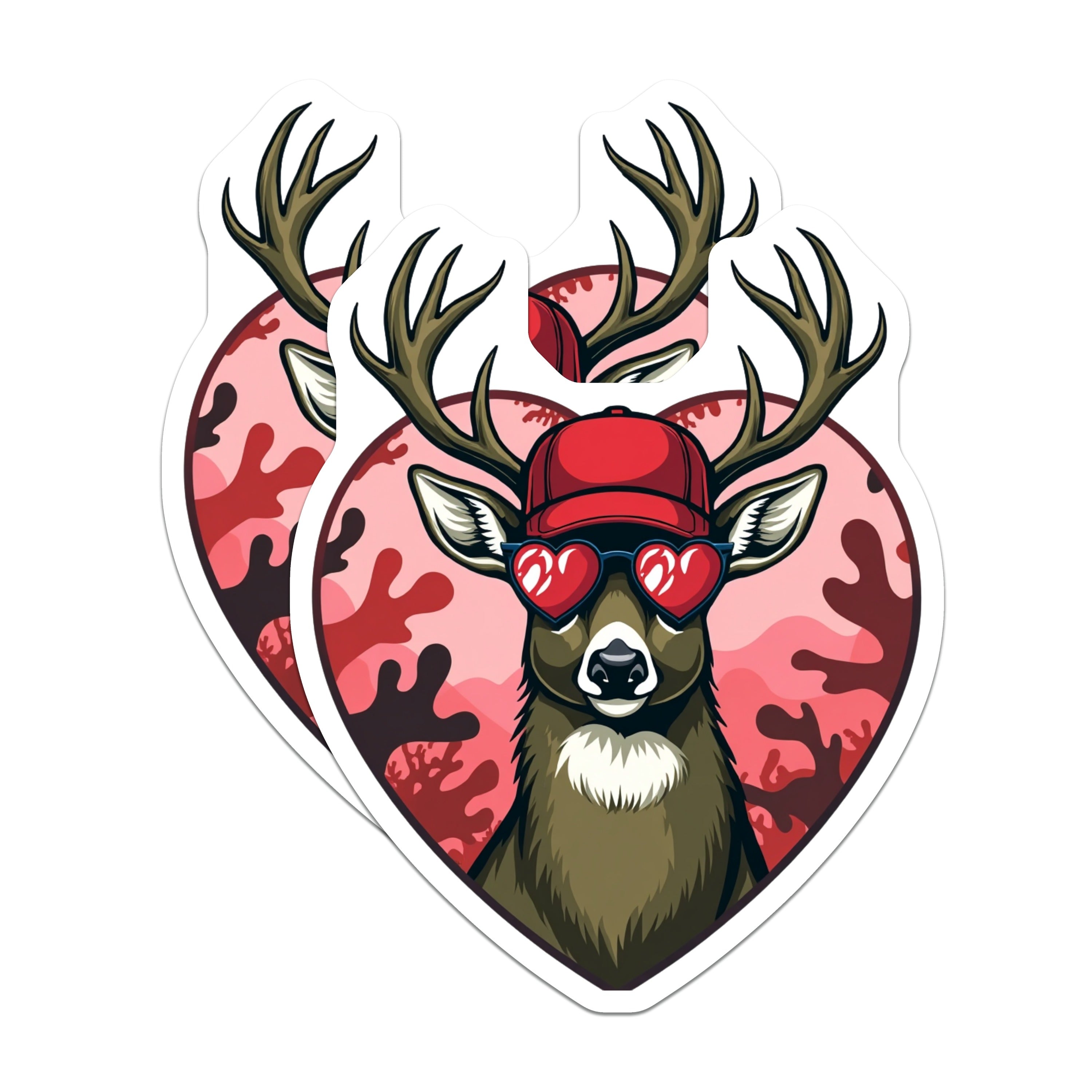 (2 Pack) Cool Deer Magnets - Heart Sunglasses Buck - Funny Animal Fridge Decor - 5 Inches On Longest Side - Thick Durable Magnet - Made in USA - MAG37361