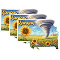 (3 Pack) Kansas Sunflower Decals - Tornado Landscape - Kansas State Laptop Decal - 3 Inches On Longest Side - Easy Peel & Apply - Made in USA - 3MCS0139