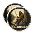 (2 Pack) Bassquatch Fishing Magnets - Bigfoot Humor - Outdoorsman Fridge Fun - 5 Inches On Longest Side - Thick Durable Magnet - Made in USA - MAG28436