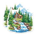 (2 Pack) Log Cabin Mountain Scene Magnets - Nature Landscape Decor - Rustic Woodland Fridge Magnet Set for Outdoorsy Home - 5 Inches On Longest Side - Thick Durable Magnet - Made in USA - MAG39609