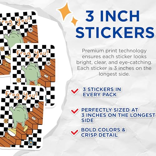 (3 Pack) Frog You Decals - Funny Frog - Quirky Decal- 3 Inches On Longest Side - Easy Peel & Apply - Made in USA - 3MCS5877