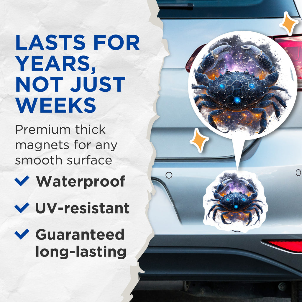 (2 Pack) Cosmic Crab Magnets - Zodiac Cancer Astrology - Dark Fantasy Space Art Decor - Unique Fridge Magnets - 5 Inches On Longest Side - Thick Durable Magnet - Made in USA - MAG36123