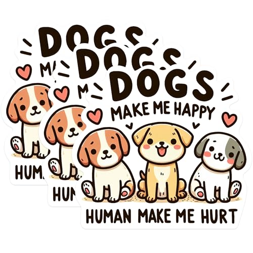 (3 Pack) Dog Make Me Happy Decals - Cute Puppy - Laptop Decal - 3 Inches On Longest Side - Easy Peel & Apply - Made in USA - 3MCS0226