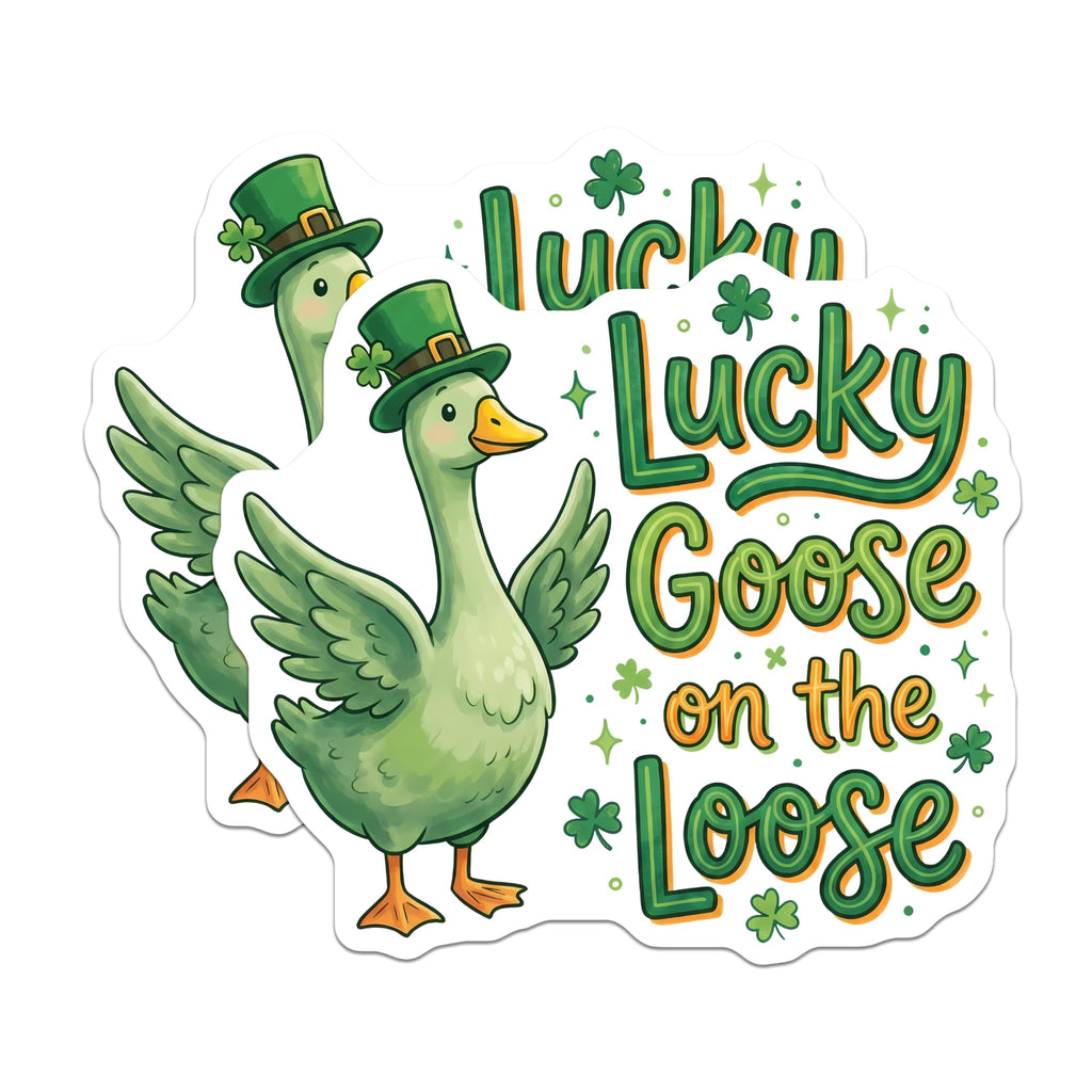 (2 Pack) Lucky Goose Magnets - St Patricks Day Goose Decor - Goose On The Loose Magnet - 5" On Longest Side - Premium Magnet - for Cars, Refrigerators, Toolboxes, Lockers - Made in USA - MAG16878