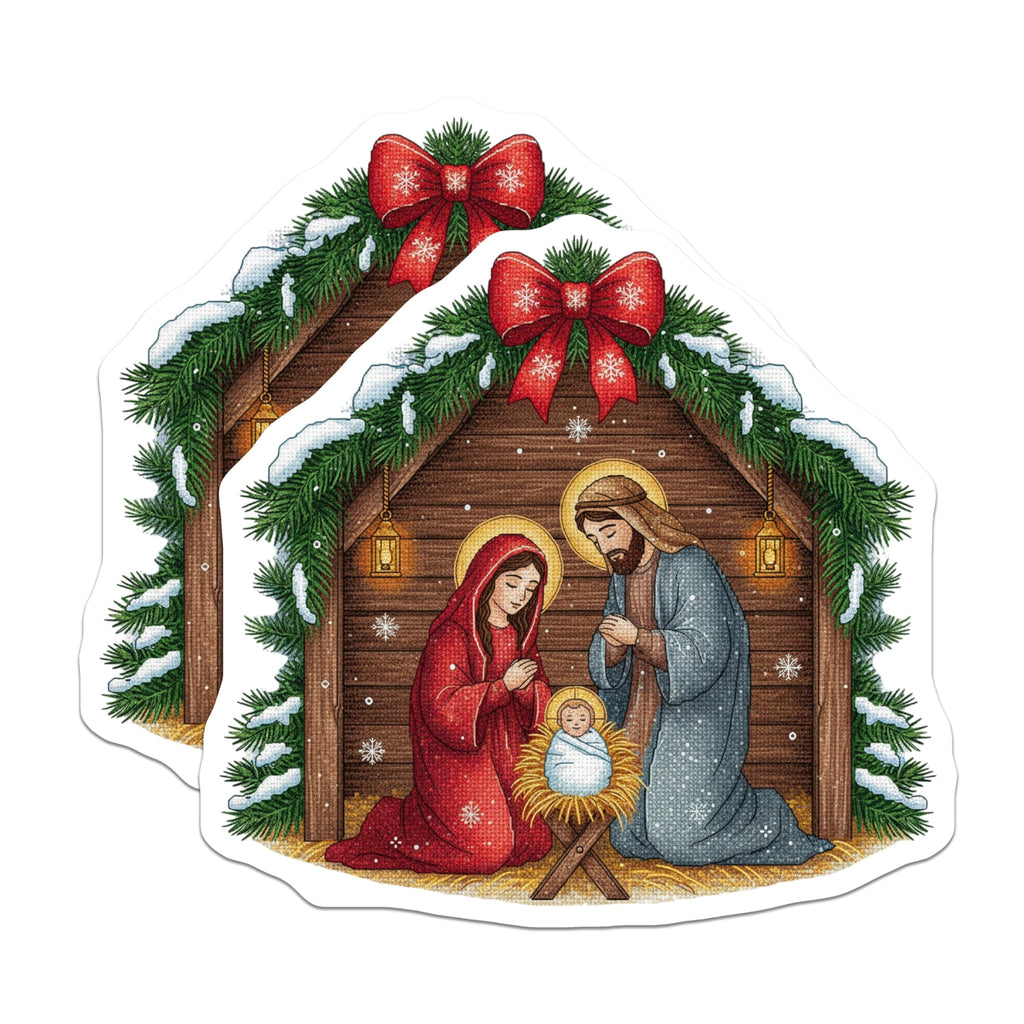 (2 Pack) Nativity Magnets - Holy Family Decor - Christmas Refrigerator Magnets - 5 Inches On Longest Side - Thick Durable Magnet - Made in USA - MAG30204