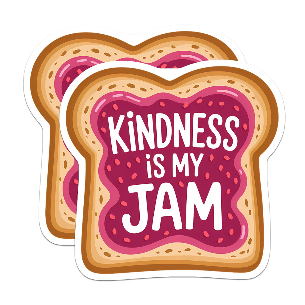 (2 Pack) Kindness is My Jam Magnets - Inspirational Sweet Bread Decor - Positive Kitchen Reminder Magnets - 5 Inches On Longest Side - Thick Durable Magnet - Made in USA - MAG22191