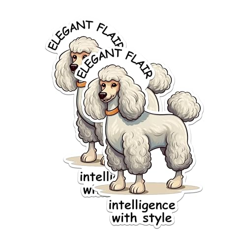 (2 Packs) Poodle Dog Breed Stickers - Elegant Flair Intelligence with Style Decals - 5 Inches On Longest Side - Premium Vinyl Decal - Sticks to Any Smooth Flat Surface - Made in USA - BMCS2385