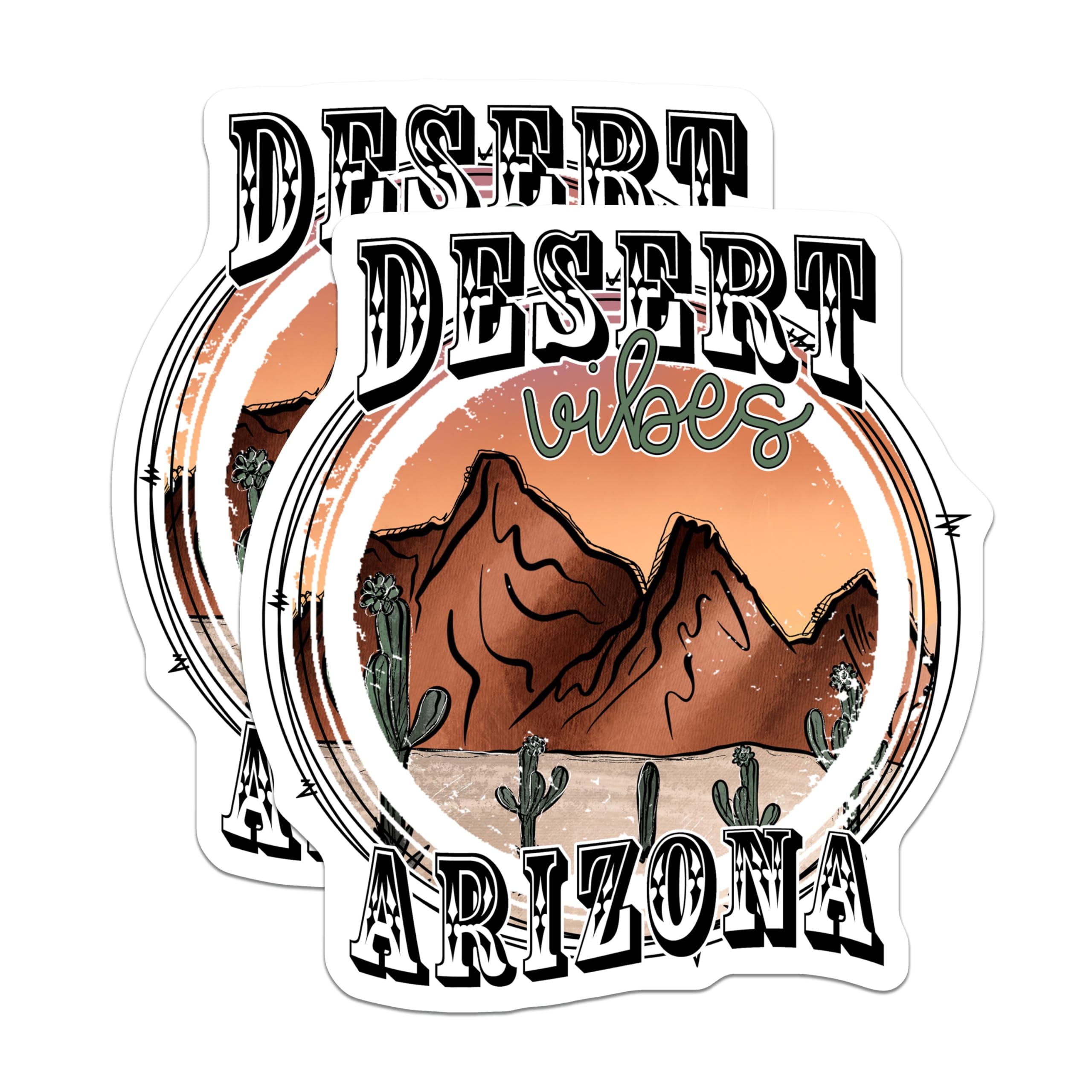 (2 Pack) Arizona Desert Magnets - Cactus Decor - Southwestern Home Decor - 5" On Longest Side - Premium Magnet - for Cars, Refrigerators, Toolboxes, Lockers - Made in USA - MAG17649