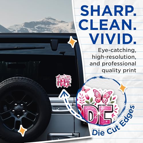 (2 Pack) Hope Breast Cancer Awareness Stickers - Pink Ribbon Sticker Set - Inspirational Butterfly Hope Stickers - 5" On Longest Side - Sticks to Any Smooth Flat Surface - Made in USA - BMCS2871