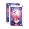 (2 Pack) Crescent Moon Hand Stickers - Cosmic Celestial Galaxy Art - Mystical Lunar Magic - Starry Night Fantasy Decor - 5" On Longest Side - Sticks to Smooth Flat Surfaces - Made in USA - BMCS21013