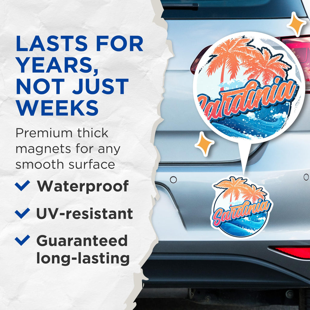 (2 Pack) Sardinia Magnets - Italy Island Theme - Vacation Souvenir Fridge Magnets - 5" On Longest Side - Premium Magnet - for Cars, Refrigerators, Toolboxes, Lockers - Made in USA - MAG17794