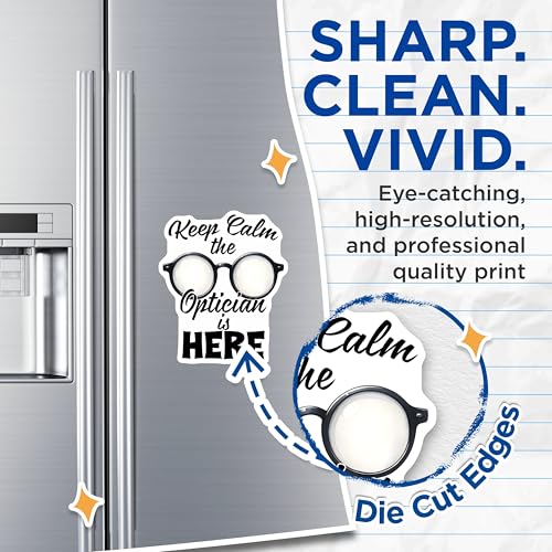 (2 Pack) Keep Calm The Optician is Here Magnets - Funny Optician Quote - Eye Doctor Decor - 5" On Longest Side - for Cars, Fridges, Toolboxes - Made in USA - MAG8077